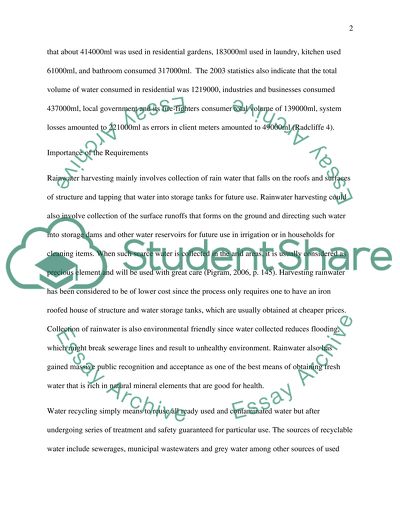 A Comparison between Two Possible Methods for Water Provision in South East, Queensland, Australia