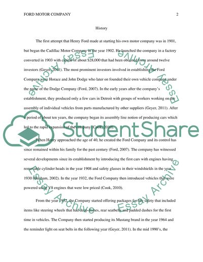 Analysis of Ford Motors Company