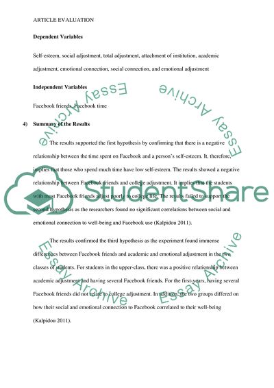 The Relationship Between Facebook and the Well-Being