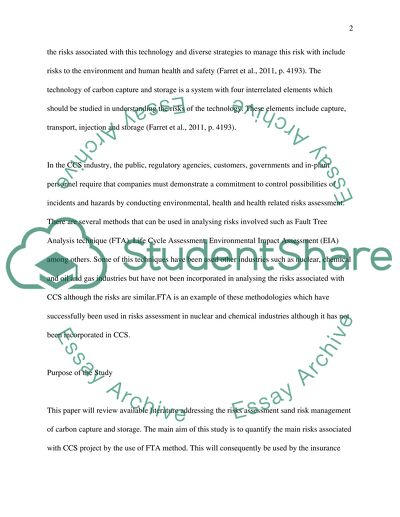 Risk assessment and risk management associated with Carbon Capture and Storage (CCS)