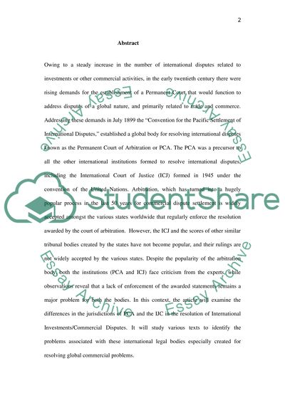 Jurisdiction of International Court of Justice and Permanent Court of Arbitration