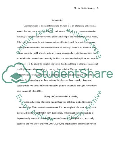 Communication Used by Mental Health Nurses to Promote Partnership
