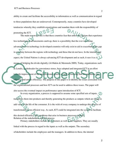 Evaluation of the Adoption and Integration of Information and Communications Technology