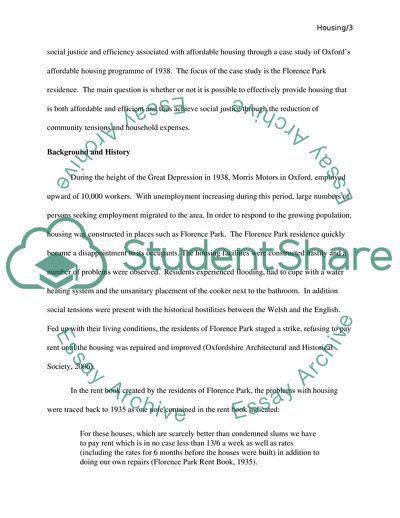 Affordable Housing, Efficiency and Social Justice