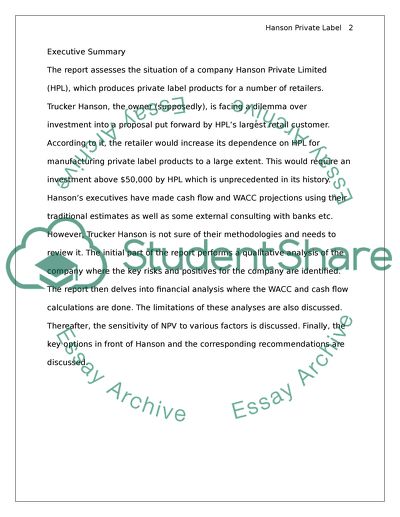 The Situation of a Company Hanson Private Limited