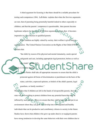 Should Parents be Subjected to Licencing