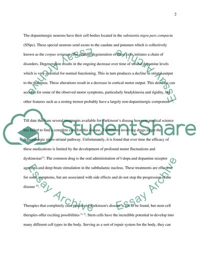 Therapeutic Use of Stem Cell for Treatment of Parkinsons Disease