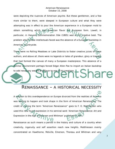 Explaining the American Renaissance Paper