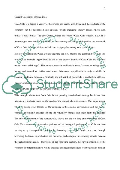 Coca Cola: The International Strategy