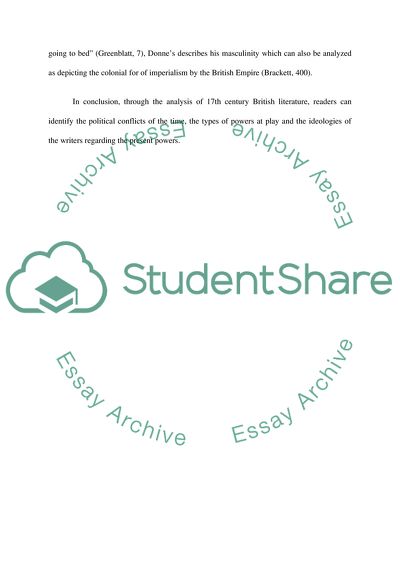 The theme of Politics in 17th Century Literature