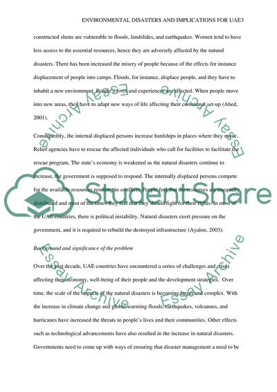 Environmental Disasters and Implications for UAE