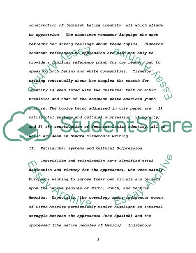 Oppression in Sandra Cisneross Writing