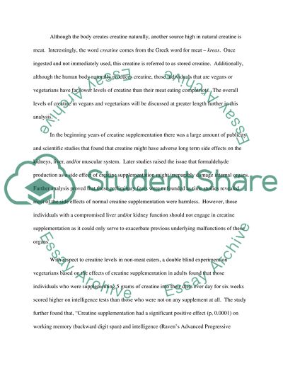 Creatine as Both Naturally Occurring and as a Supplement