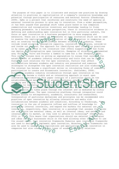 Open Innovation Theory