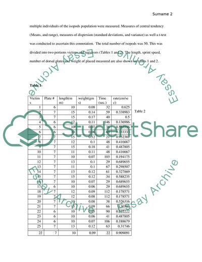 Post-Lab Report Variation and selection in a population of wood lice -rollie pollie