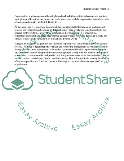 Internal Control Weakness (Auditing)