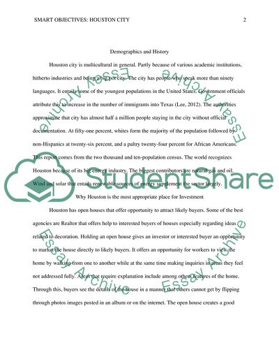 SMART Objectives of Houston City