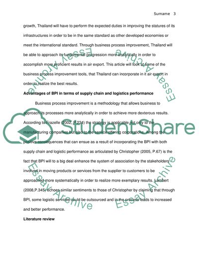Benchmarking for Air Export Procedure in Thailand