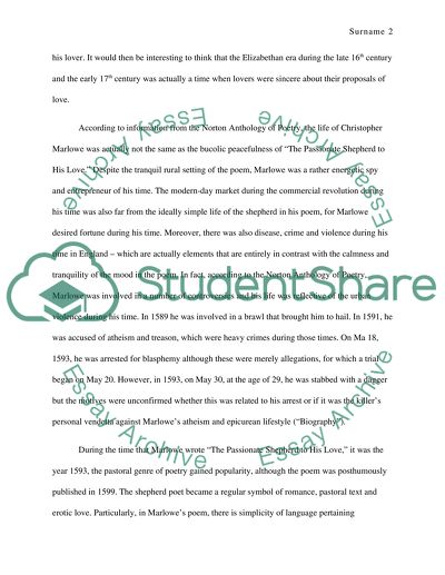 Historicist Analysis of Christopher Marlowes The Passionate Shepherd to His Love