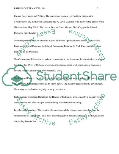 The Governance and Politics of Britain