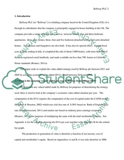 Value-Added Strategy of the Bellway PLC Between 2011 to 2005