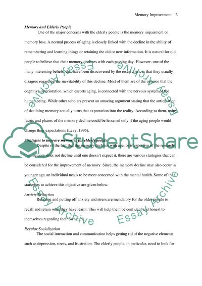 Strategies to improve memories for elderly people