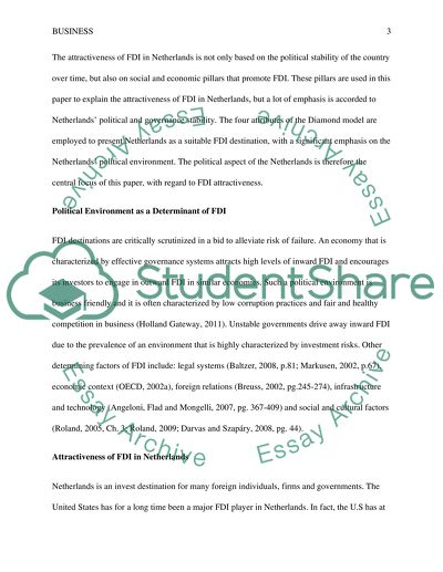 The Political Aspect of the Netherlands with regard to Foreign Direct Investment Attractiveness