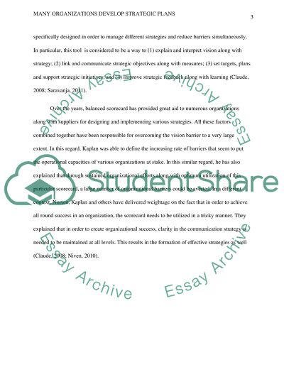 Many organizations develop strategic plans