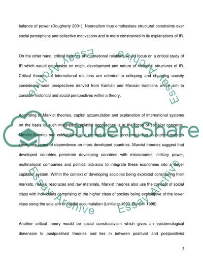 Critical Theory of International Relations and Neorealism