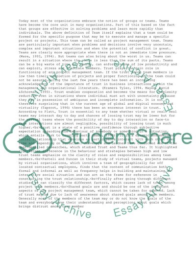 What factors causes the lack of trust in project management teams