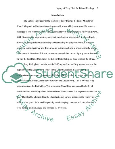 Tony Blair and Liberal Democracy Ideology