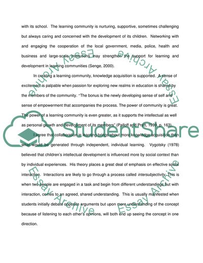 Living and Learning in a Community of Learners