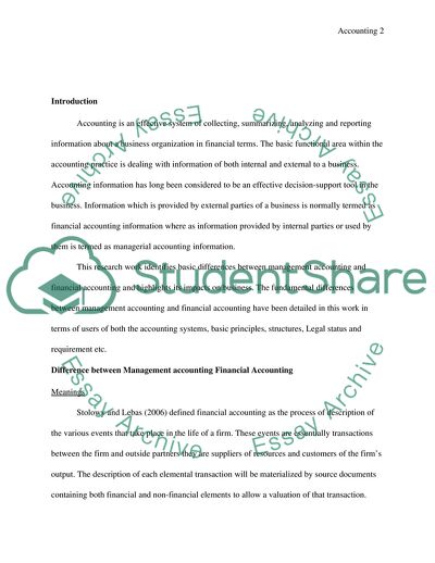 The Fundamental Differences between Management Accounting and Financial Accounting