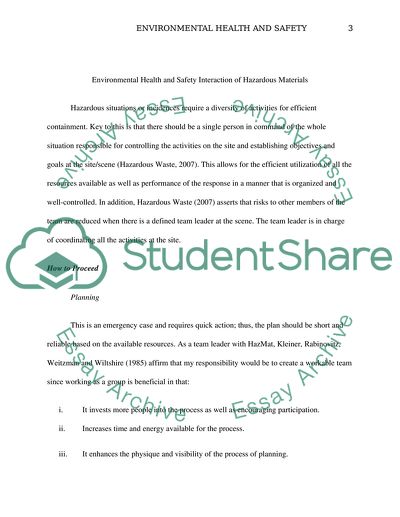 Environmental Health and Safety Interaction of Hazardous Materials