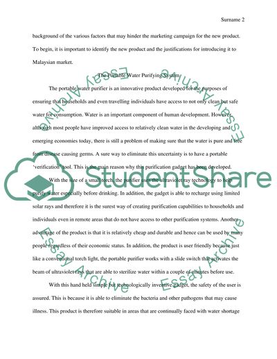 Introduction of Portable Water Purifiers in Malaysian Market