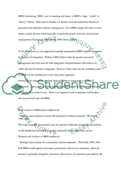 HUMAN RESOURCES MANAGEMENTas coherent and strategic management