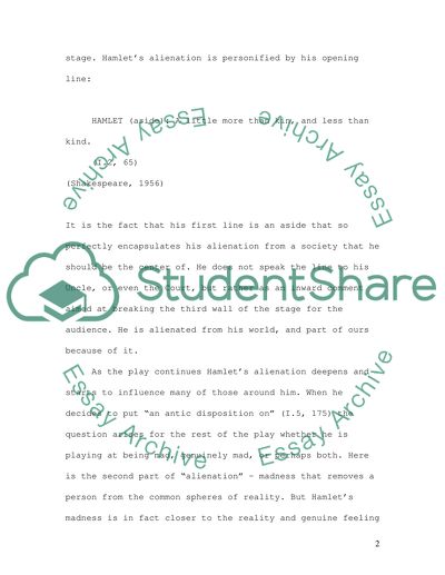 The Character of Hamlet in the Course of the Play