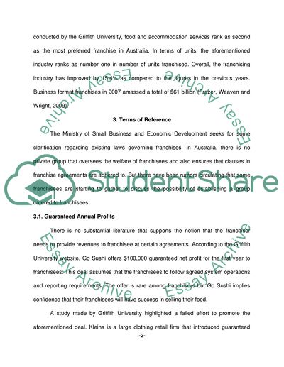 Franchising Inquiry Submission