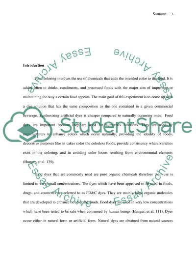 Creation of the Food Dye Coloring of a New Drink