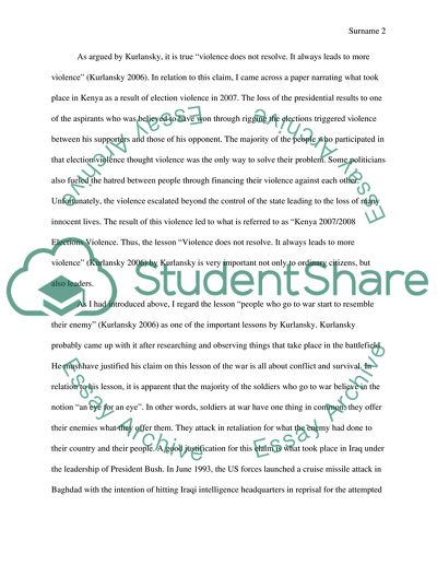 Three Important Lessons by Kurlansky