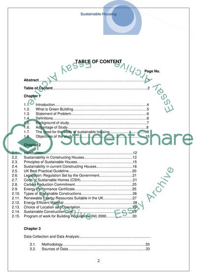 Sustainable Housing Dissertation