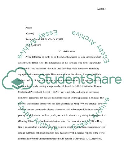 Avian Influenza as an Infection Which is Caused by the H5N1 Virus