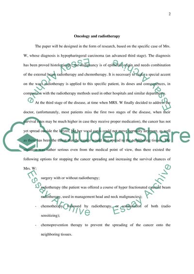 Oncology and Its Radiotherapy Treatment