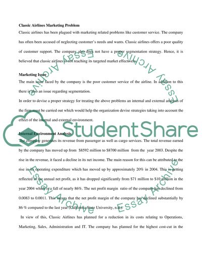 Classic Airlines Marketing Solution Paper