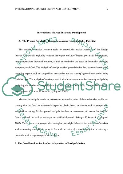 International Market Entry and Development