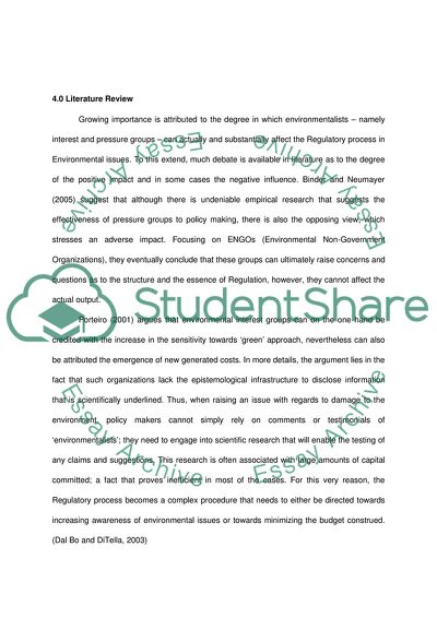 Environmental Policy Making and Pressure Groups