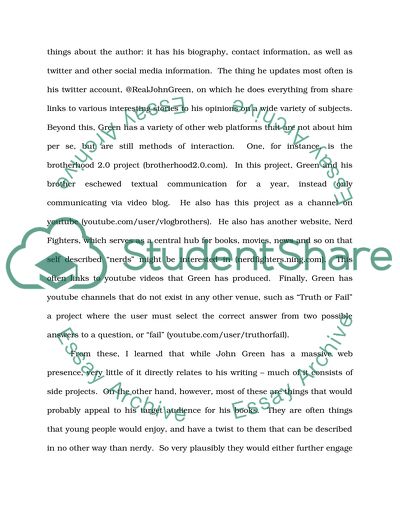 Engaged, but Off Topic: An Analysis of Author John Greens Online Presence and Publicity