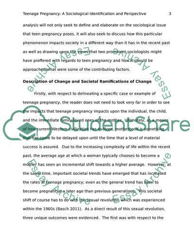 Teenage Pregnancy: A Sociological Identification and Perspective