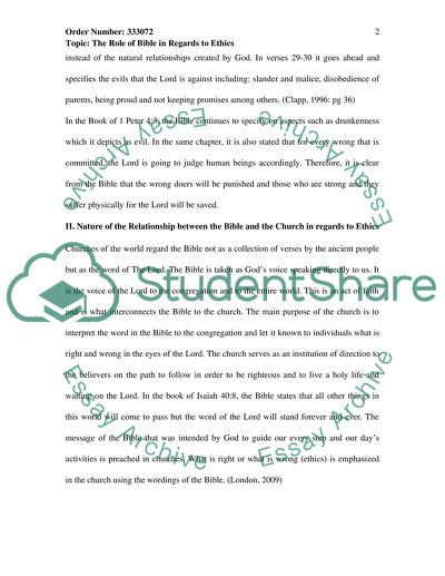 The Role of the Bible in Regards to Ethics