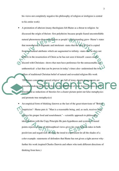 Assess Humes Contribution To The Philosophy Of Religion